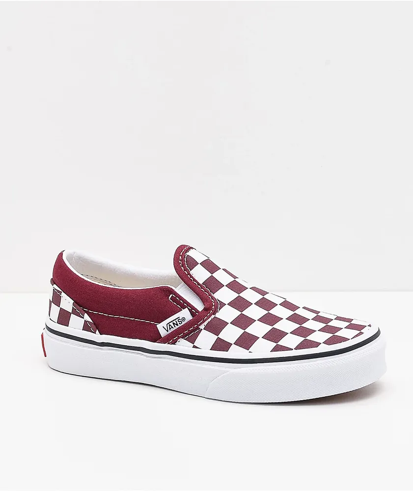 Vans Slip On Pomegranate Checkerboard Skate Shoes Pueblo Mall