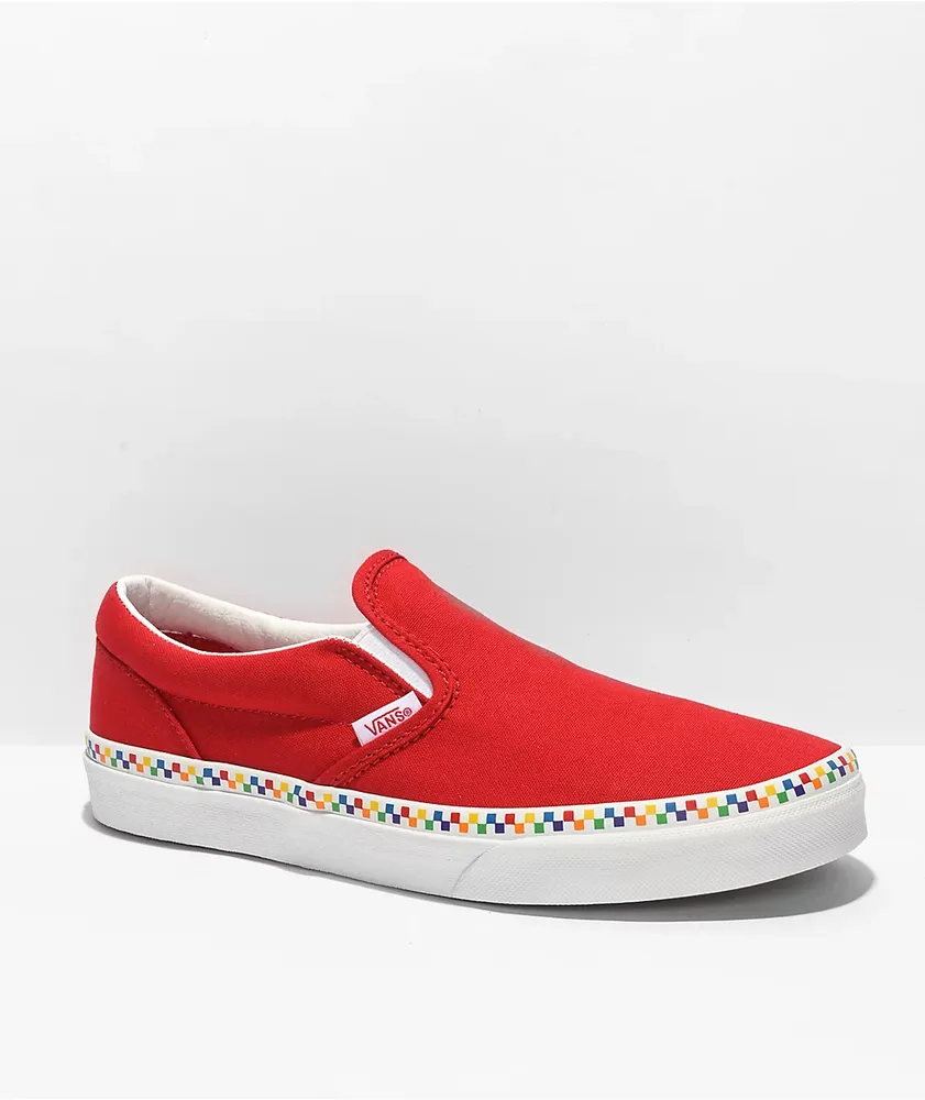Vans slip ons rainbow checkerboard on sale