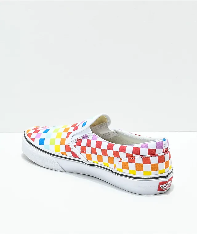 Girls rainbow checkerboard vans outlet