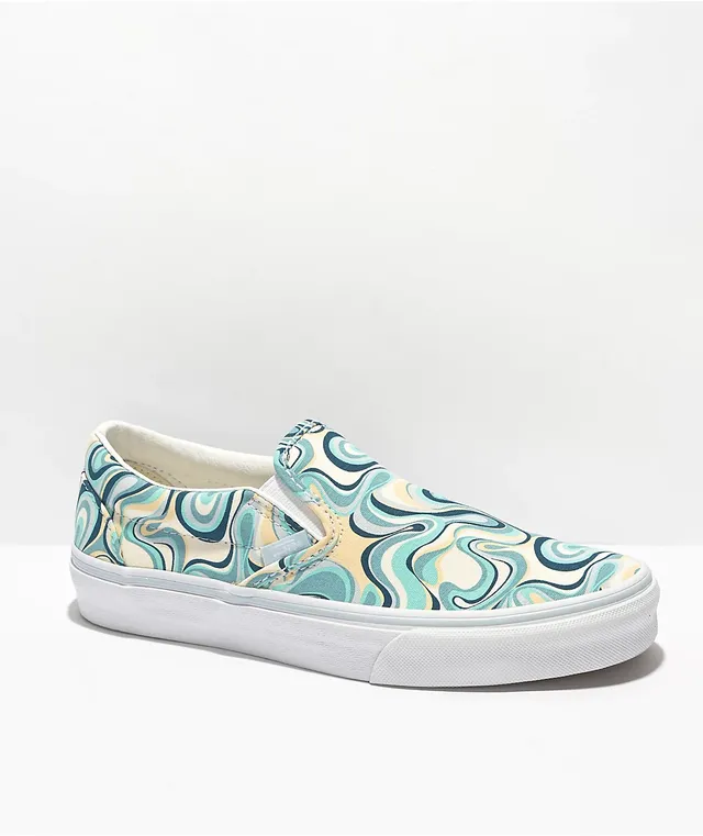 Vans checkerboard sales slip on turquoise