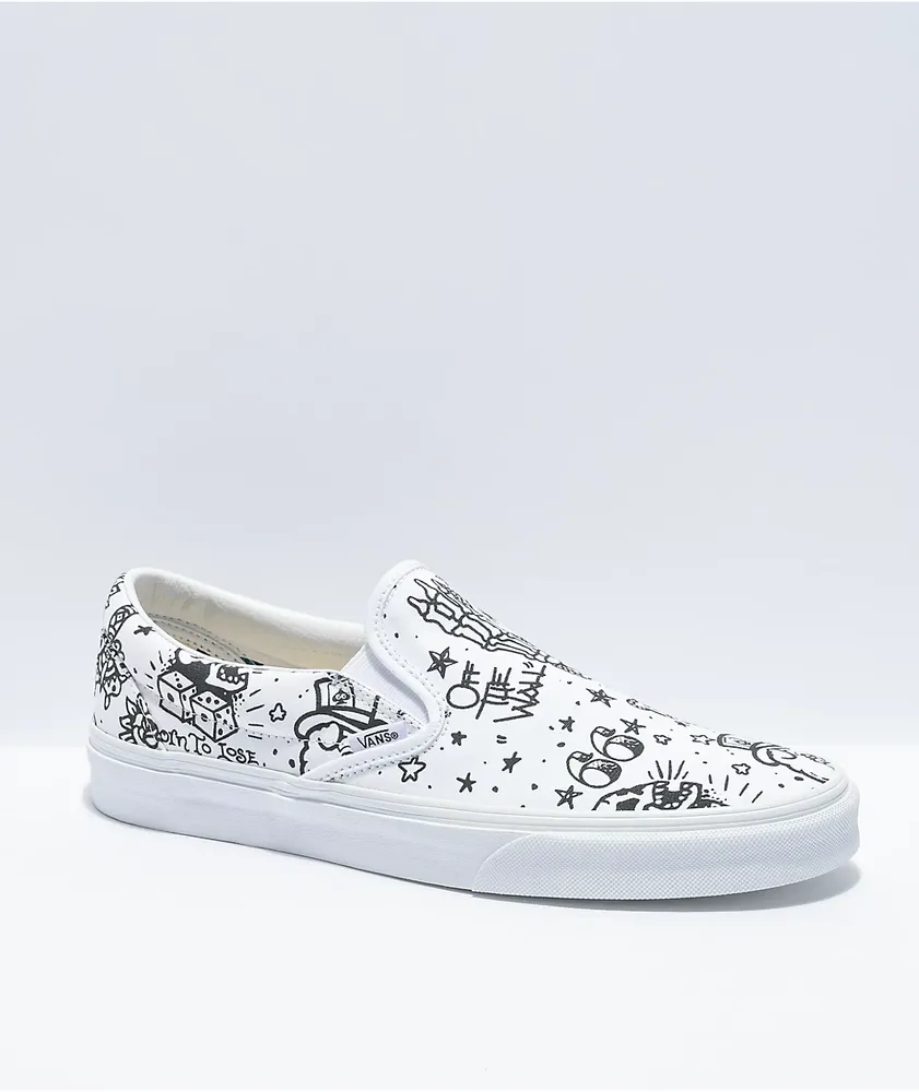 Vans Slip On U Color Tattoo White Skate Shoes Hamilton Place