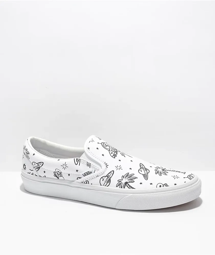 Painted white slip on vans online