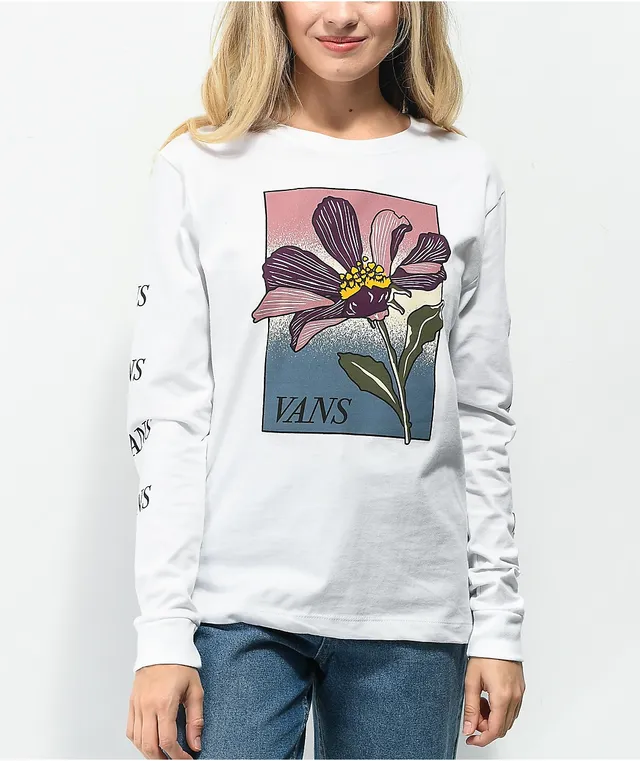 Long Sleeve Seriously Soft Floral Notch-Neck Shrunken Tee