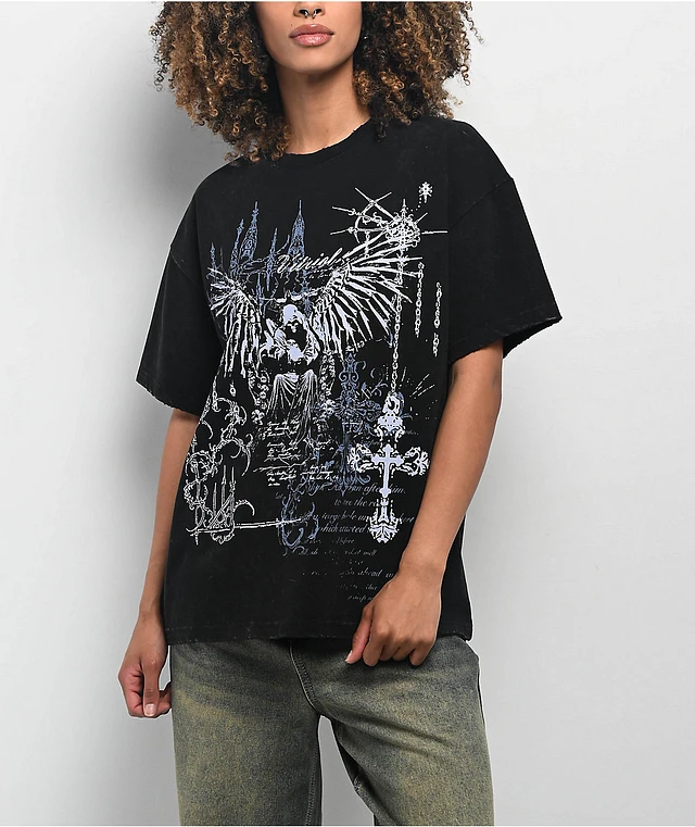 Vitriol Angel Cross Black Wash T-Shirt | Liberty Center