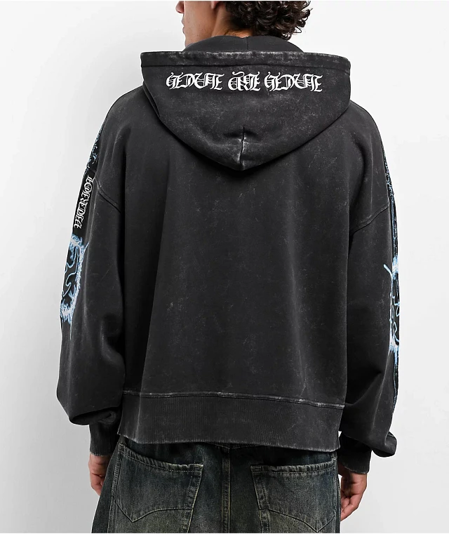 Vitriol Angel Face Black Wash Zip Hoodie | MainPlace Mall