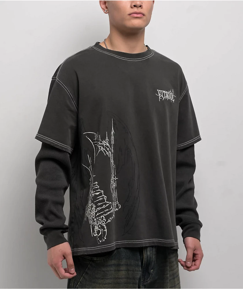 Vitriol Brutal Charcoal 2fer Long Sleeve T-Shirt | Connecticut
