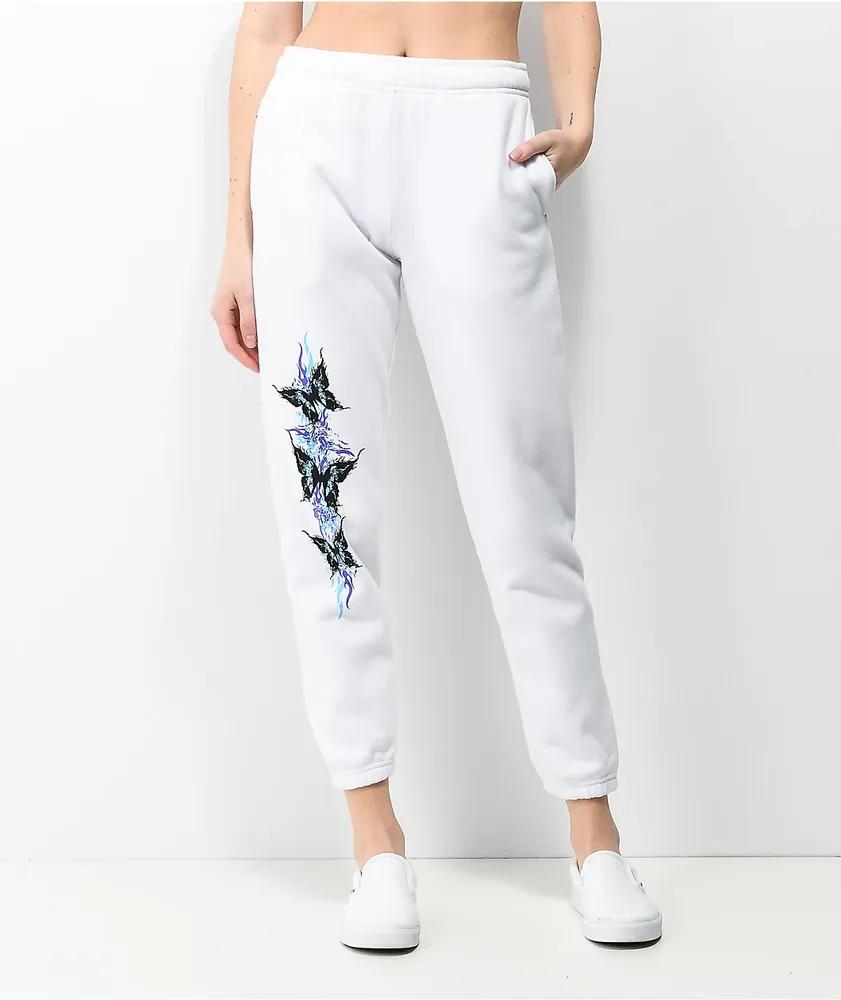 Vitriol Elya Butterfly White Jogger Sweatpants The Pen Centre