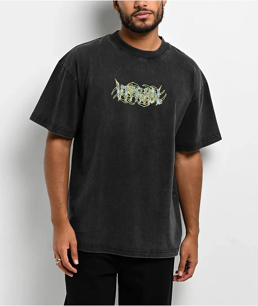 Vitriol Y2K Cyber Skull Black Wash T-Shirt | MainPlace Mall