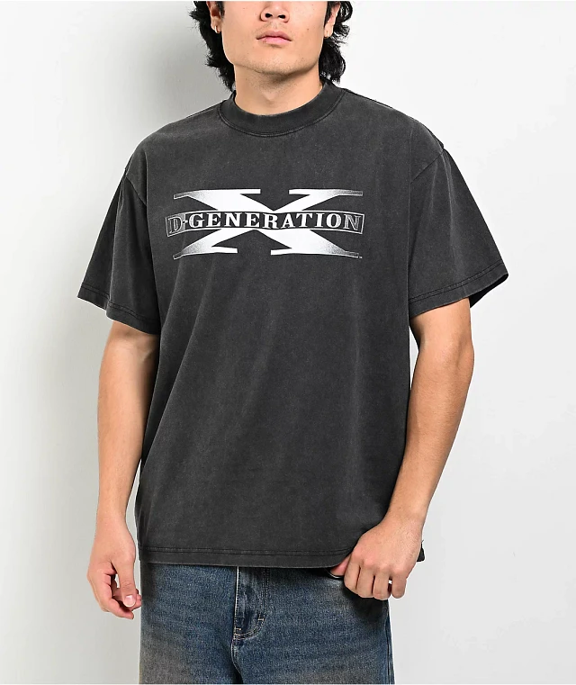 WWE D-Generation X Two Words Washed Black T-Shirt | Arden Fair