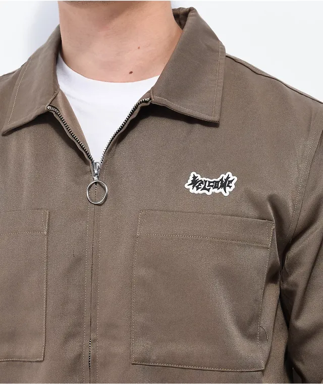 新品未使用》WELCOME BAPHOLIT ZIP WORK SHIRT Welcome Bapholit Embroidered Purple Short Sleeve Work Shirt