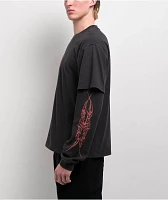 Welcome Castle Layered Knit Black 2fer Long Sleeve T-Shirt | Arden