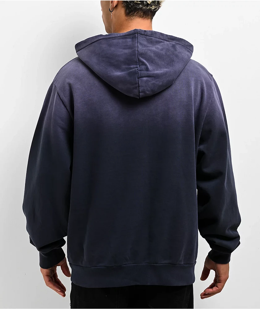 Welcome Chasm Embroidered Enzyme-Washed Dark Sapphire Hoodie