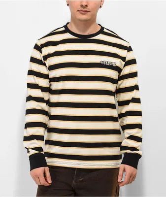 Welcome Cooper Stripe Gold Long Sleeve T-Shirt | MainPlace Mall