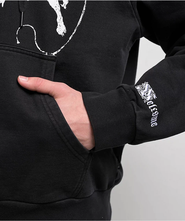 Welcome Duality Black Wash Crop Zip Hoodie | MainPlace Mall
