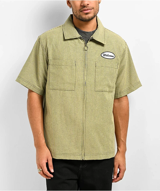 LIRA Creative Society Mens Stripe Work Shirt - BROWN | Arden Fair
