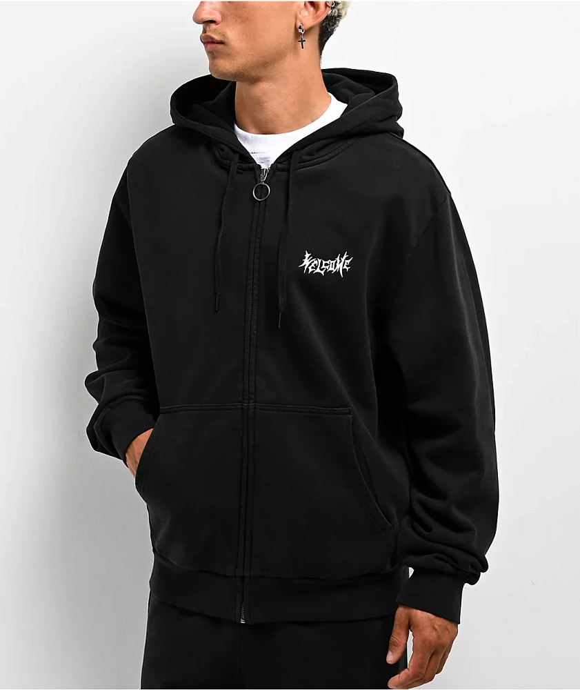 Welcome Nephilim Black Pigment-Dyed Zip Hoodie | Arden Fair