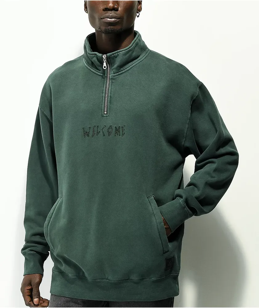 Green quarter zip sweatshirt outlet