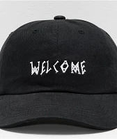 Welcome Scrawl Peached Black Strapback Hat at Hamilton Place in ...