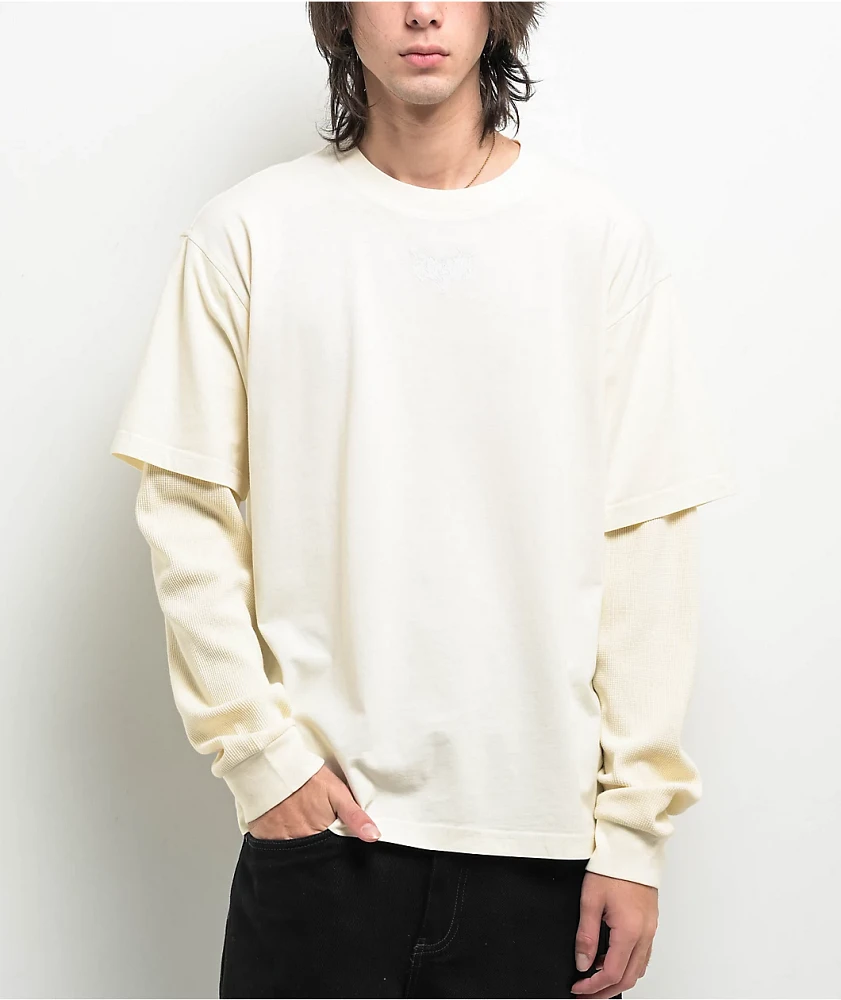 Welcome Shard Cream 2fer Thermal Long Sleeve T-Shirt | MainPlace Mall