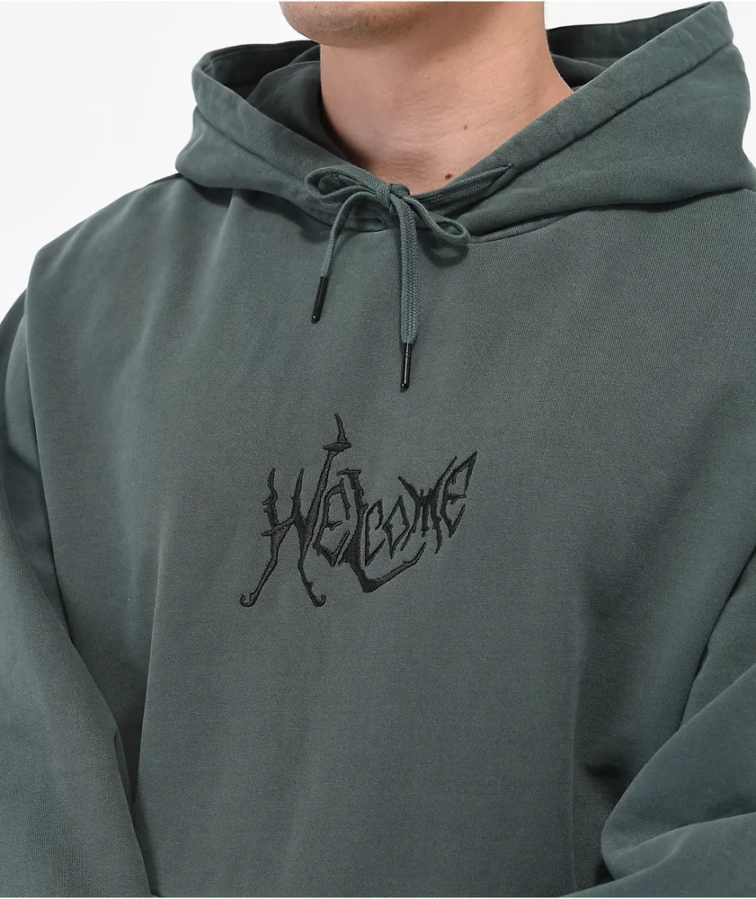 Welcome Spine Dark Green Hoodie | MainPlace Mall