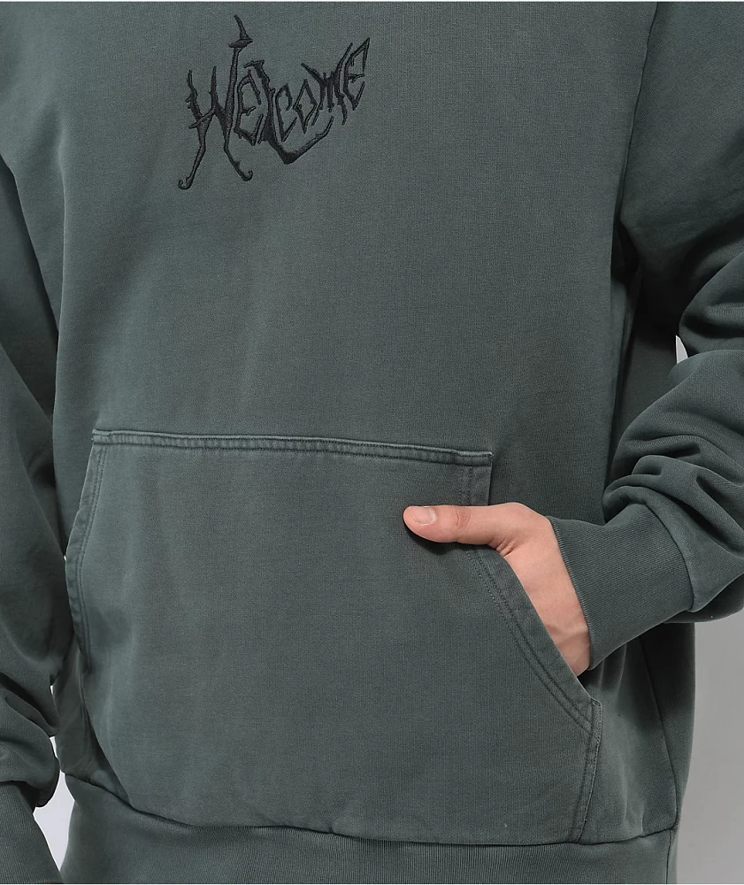 Welcome Spine Dark Green Hoodie | MainPlace Mall