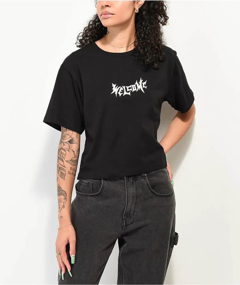 Welcome Vamp Black Crop T-Shirt | Hamilton Place