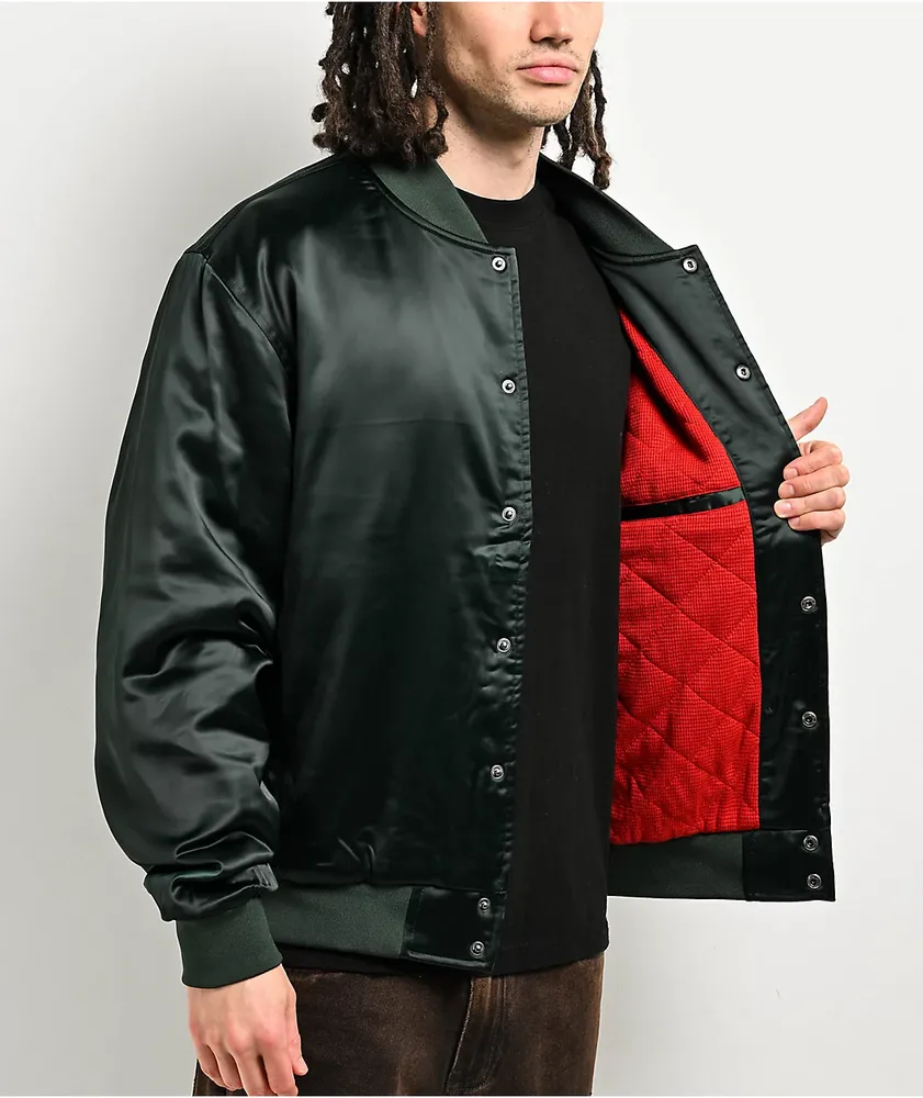 Green and black bomber jacket top