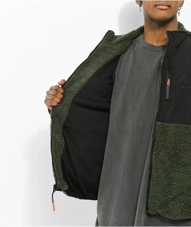 Dark green sherpa jacket discount