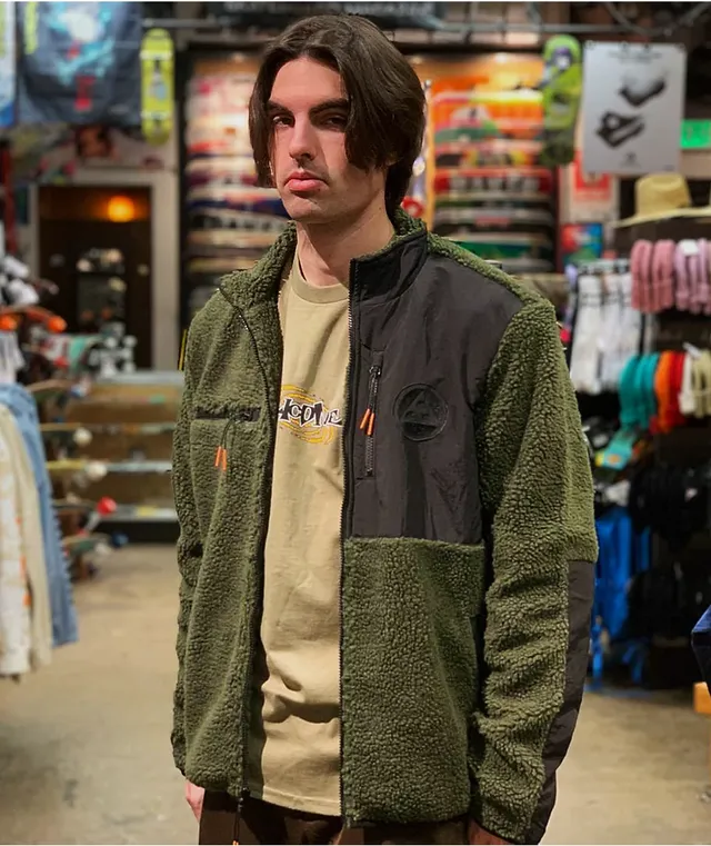 Dark green hot sale sherpa jacket
