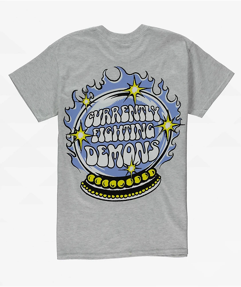 XPLR Currently Fighting Demons Crystal Ball Ash T-Shirt | Liberty