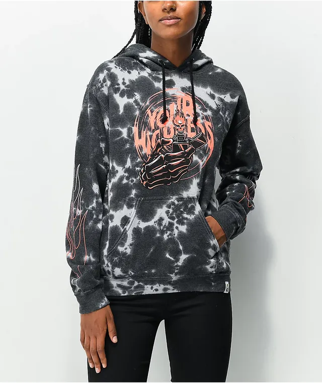 Dark grey tie top dye hoodie