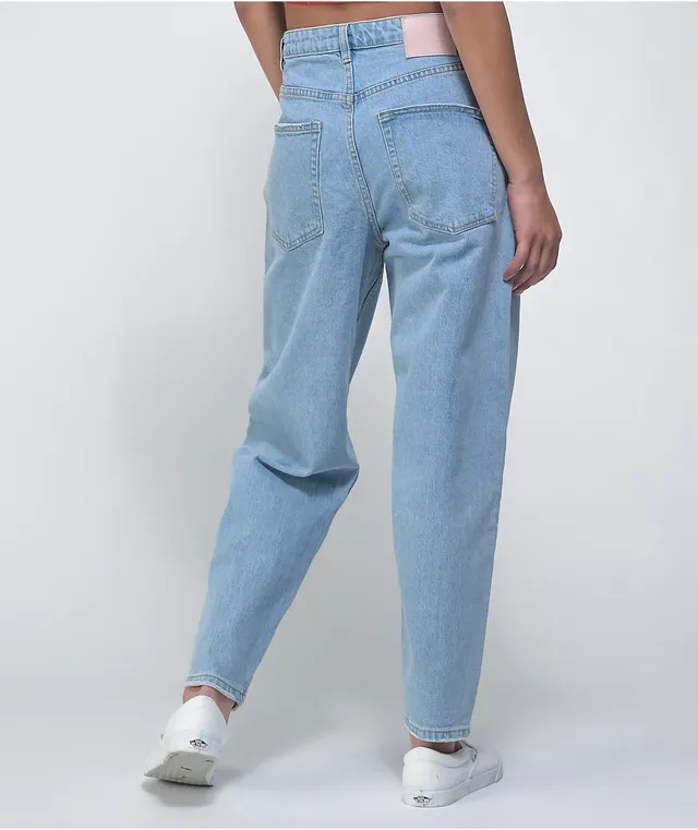 Ziggy Carrot High Waisted Light Wash Blue Denim Mom Jeans