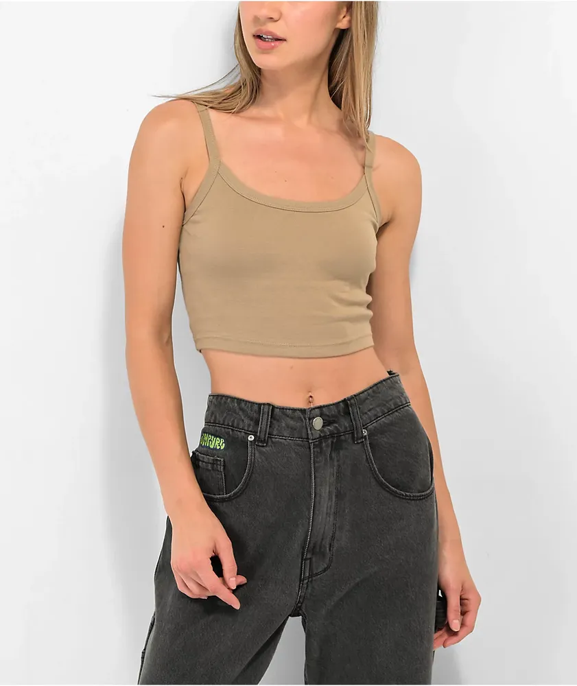 Khaki crop hoodie discount