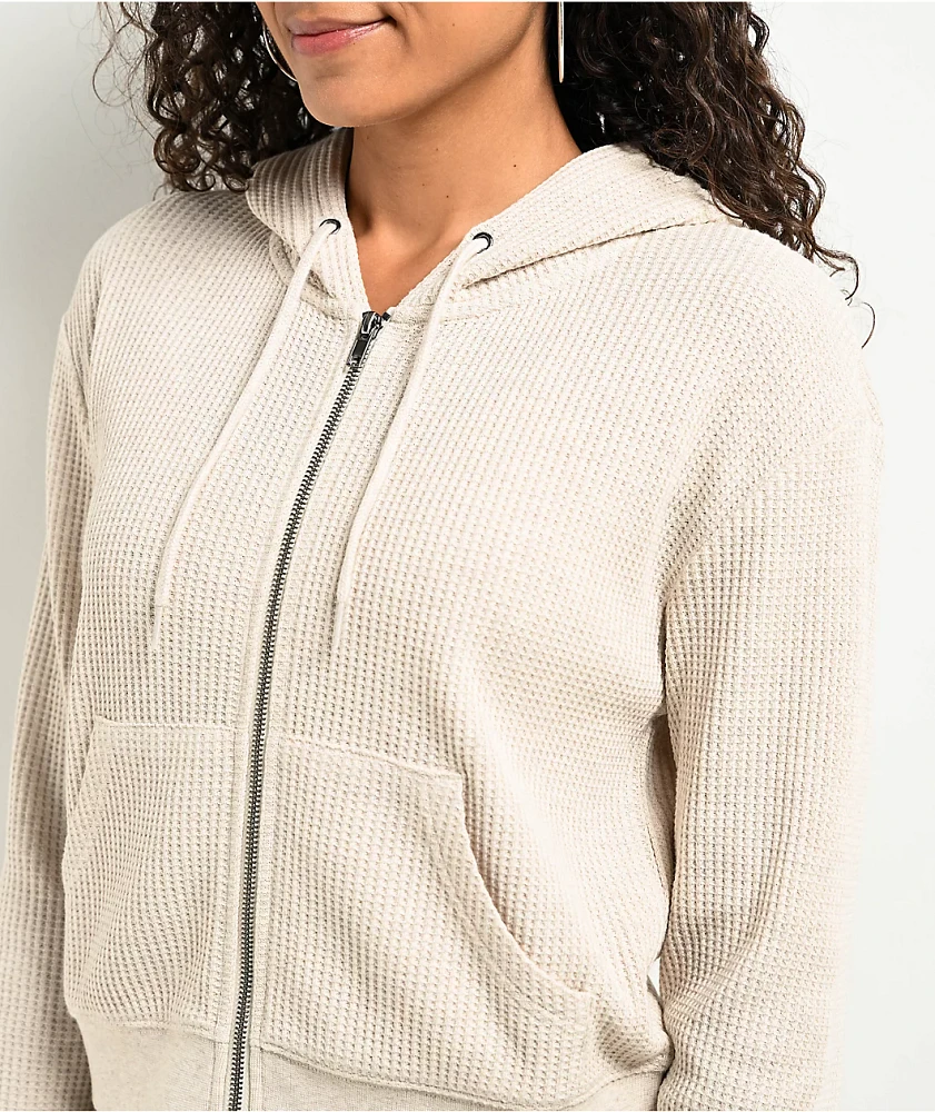 【新品未使用】 Nap Waffle Zipper Hoodie oatmeal Zine Jones Oatmeal Waffle Zip Hoodie | MainPlace Mall