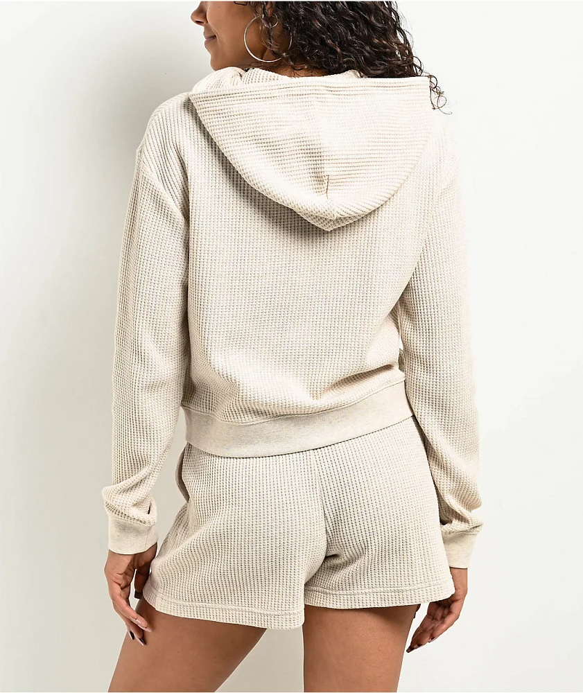 Zine Jones Oatmeal Waffle Zip Hoodie | MainPlace Mall