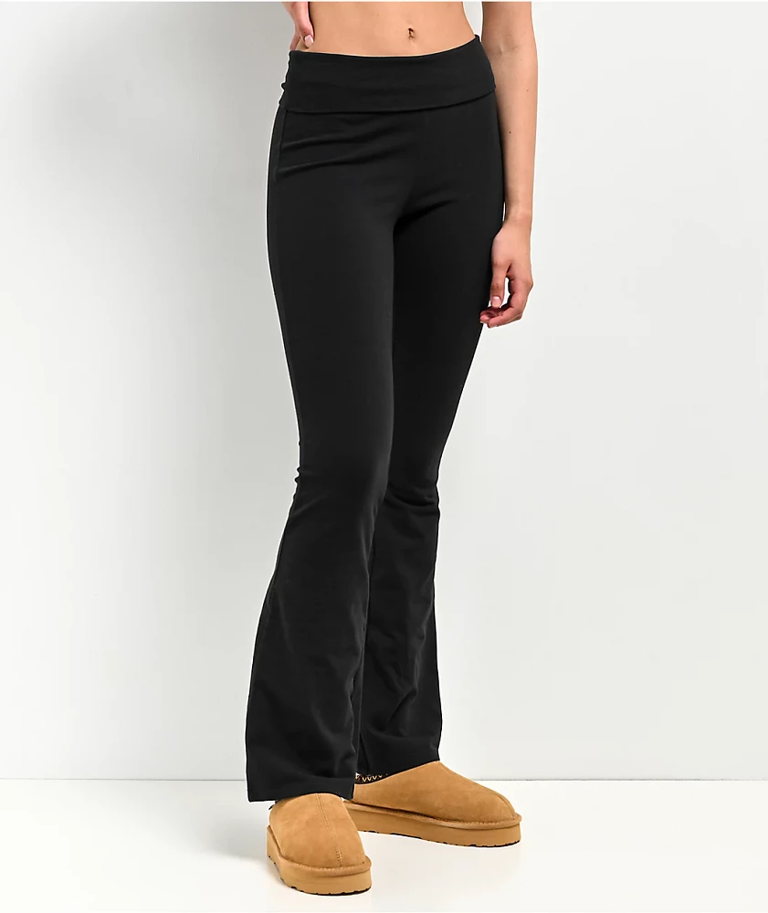 Zine Julia Black Foldover Flare Pants | MainPlace Mall