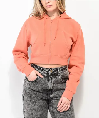 Zine Kya Brown Crop Zip Hoodie | MainPlace Mall