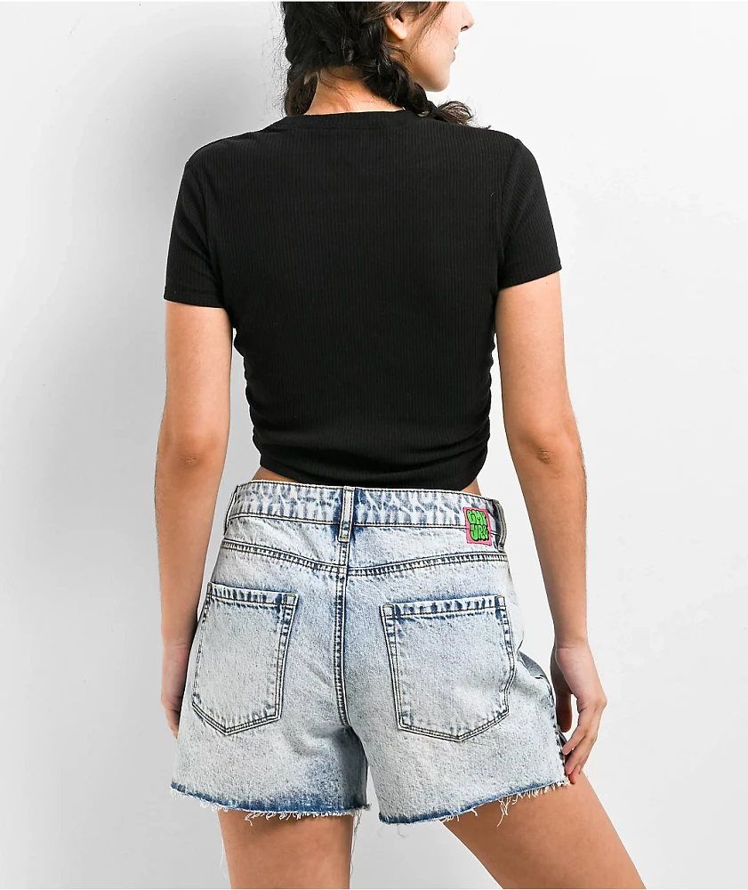 Zine Sinah Black Side Cinch Crop T-Shirt | Liberty Center