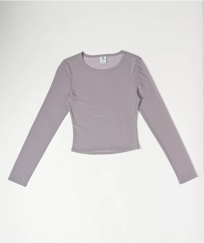 Zine Tashti Grey Long Sleeve Mesh Top | Arden Fair