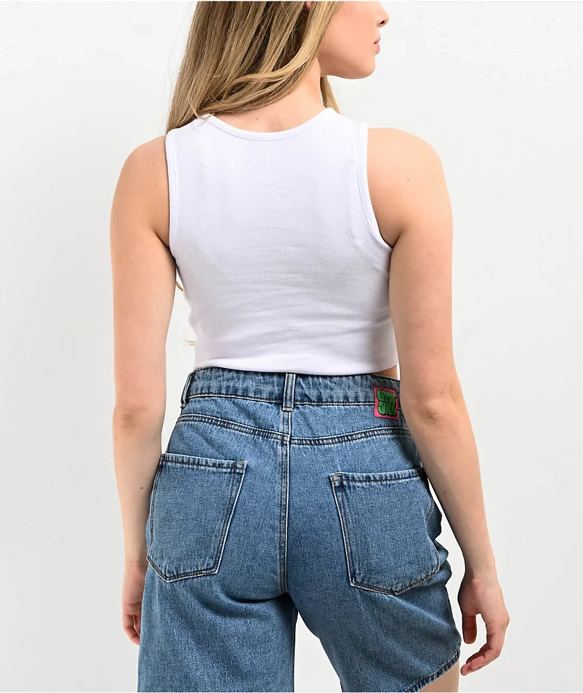 Zine Tawney Ribbed White Crop Tank Top | MainPlace Mall