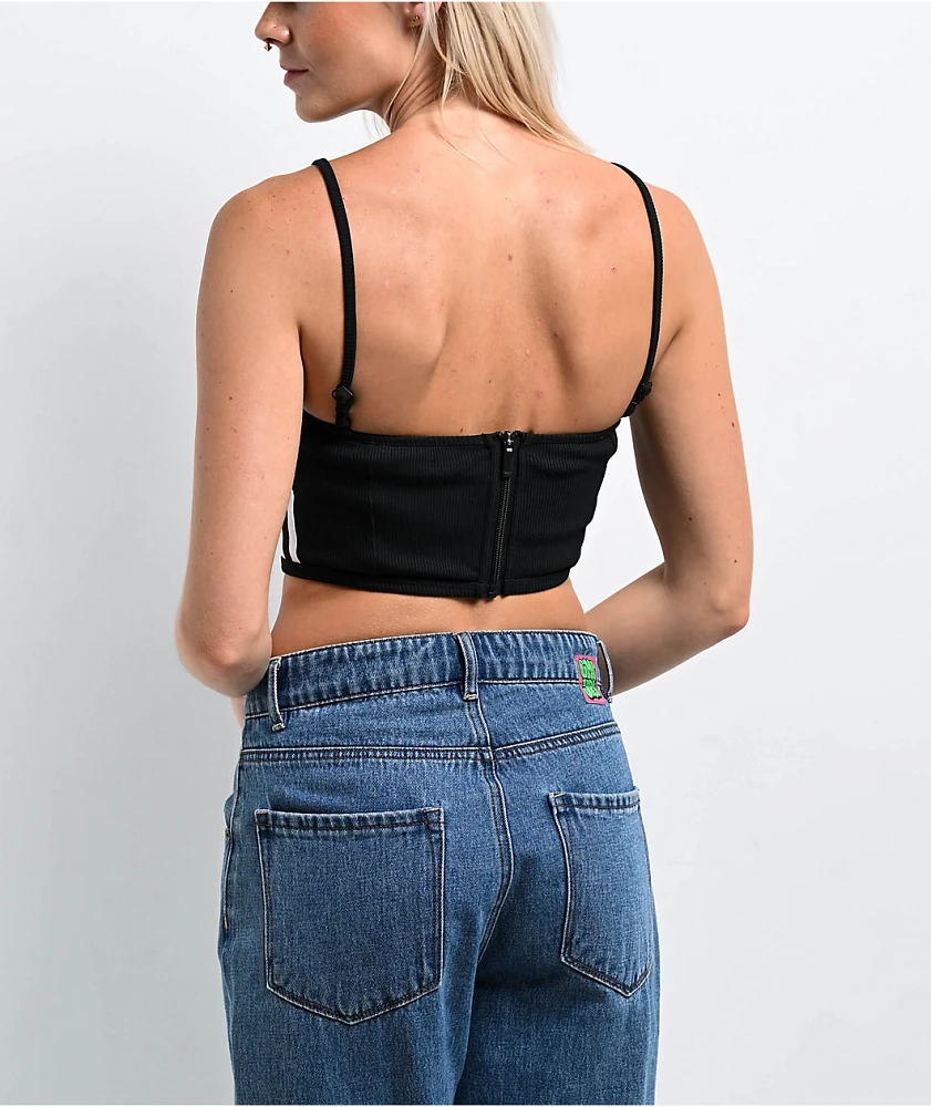 Adidas Adicolor 3 Stripes Black Corset Crop Tank Top | MainPlace Mall