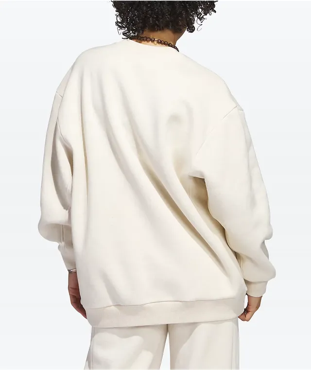 Adidas originals trefoil oversized sweatshirt shop in cream