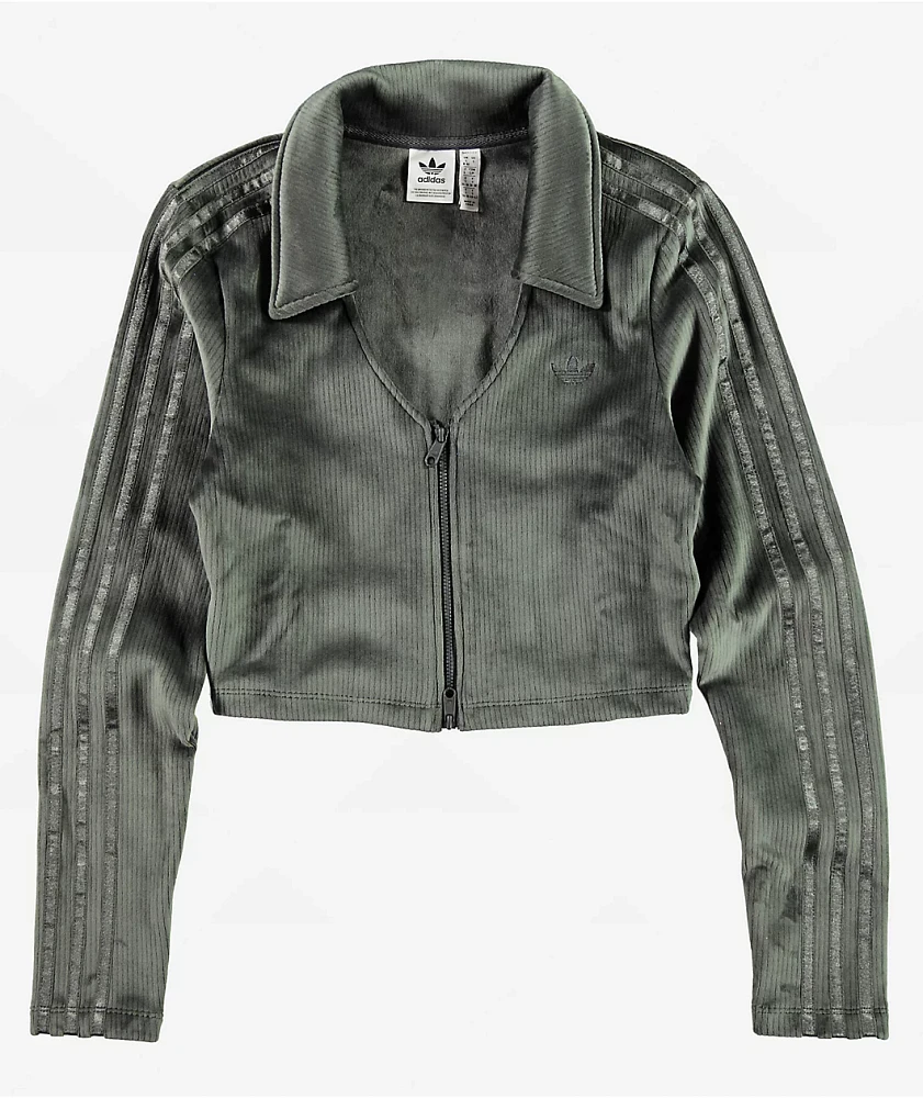 Adidas Originals Carbon Corduroy Crop Zip Cardigan | Arden Fair