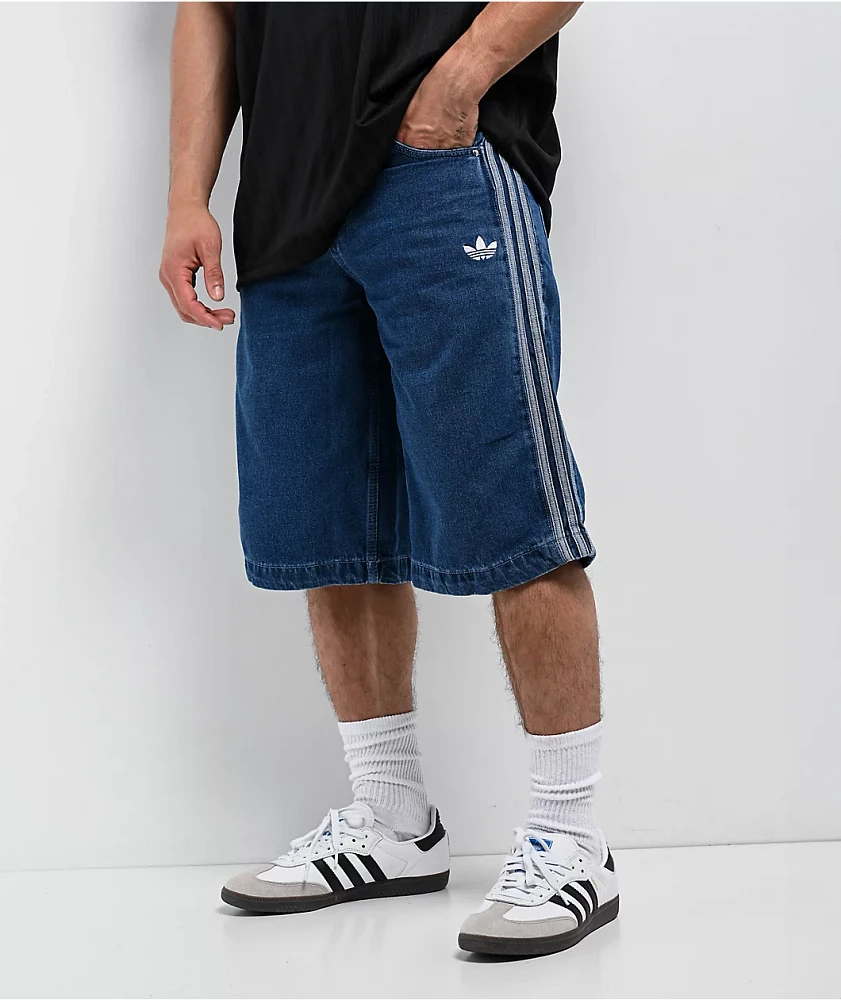 Adidas adicolor Firebird Medium Blue Denim Shorts at Hamilton