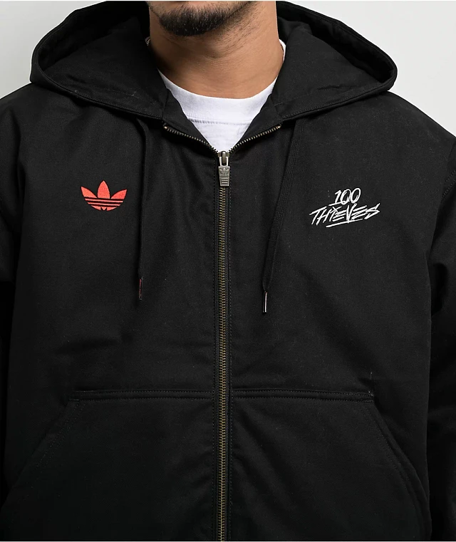 Adidas x Everyone Track Top ジャケット XL Adidas x 100 Thieves Black Hooded Work Jacket at CoolSprings