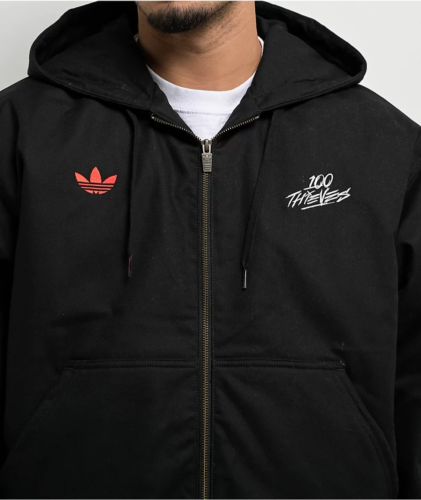 Adidas x 100 Thieves Black Hooded Work Jacket | Liberty Center