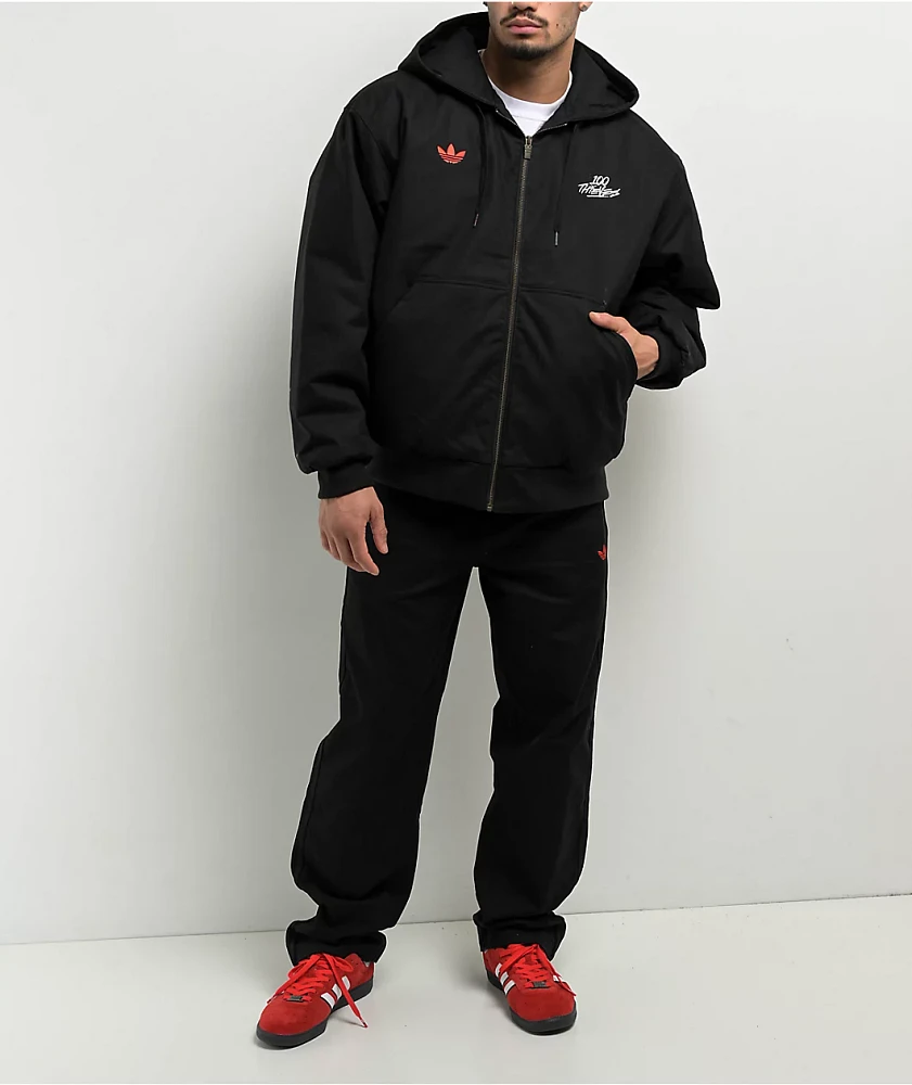 Adidas x 100 Thieves Black Hooded Work Jacket | Liberty Center