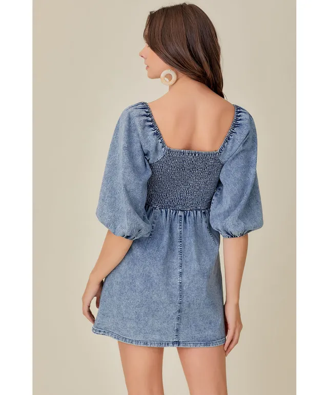 Zara denim dress sale with balloon sleeves