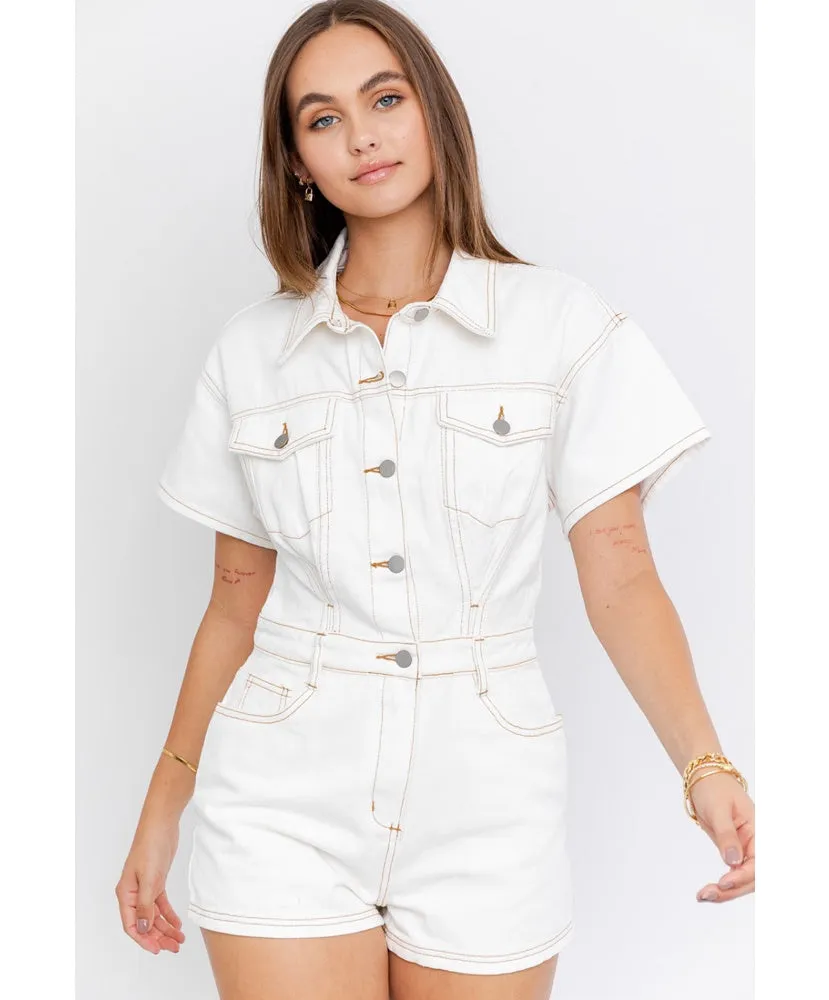 Le Lis Milk And Honey Denim Romper CoolSprings Galleria