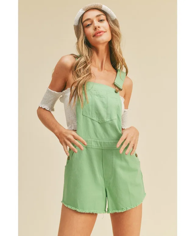 Olive green top short overalls